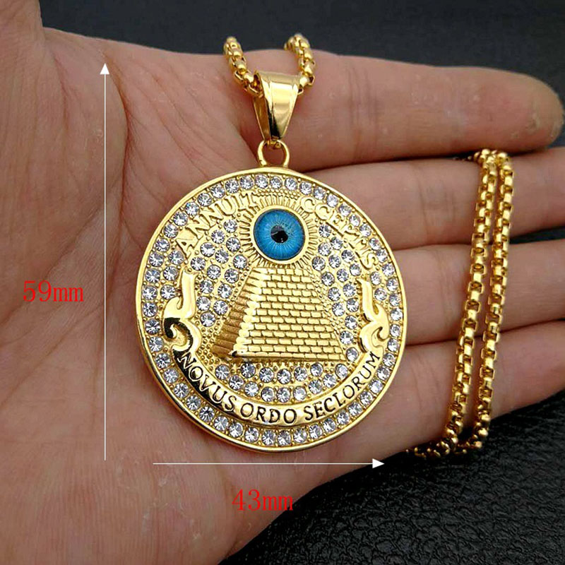 ILLUMINATI Pyramid Pendants Necklace Gold 316L 00