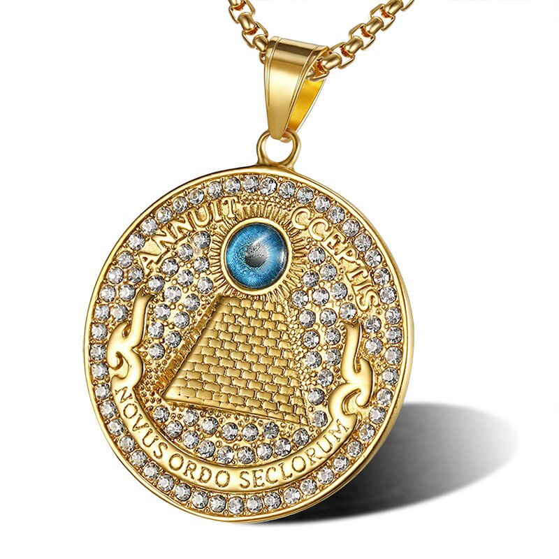 ILLUMINATI Pyramid Pendants Necklace Gold 316L 02